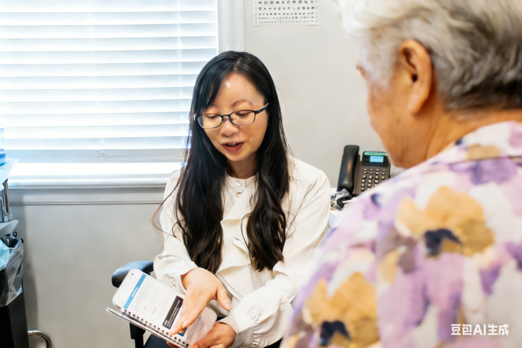 Dietitian explaining document to patient